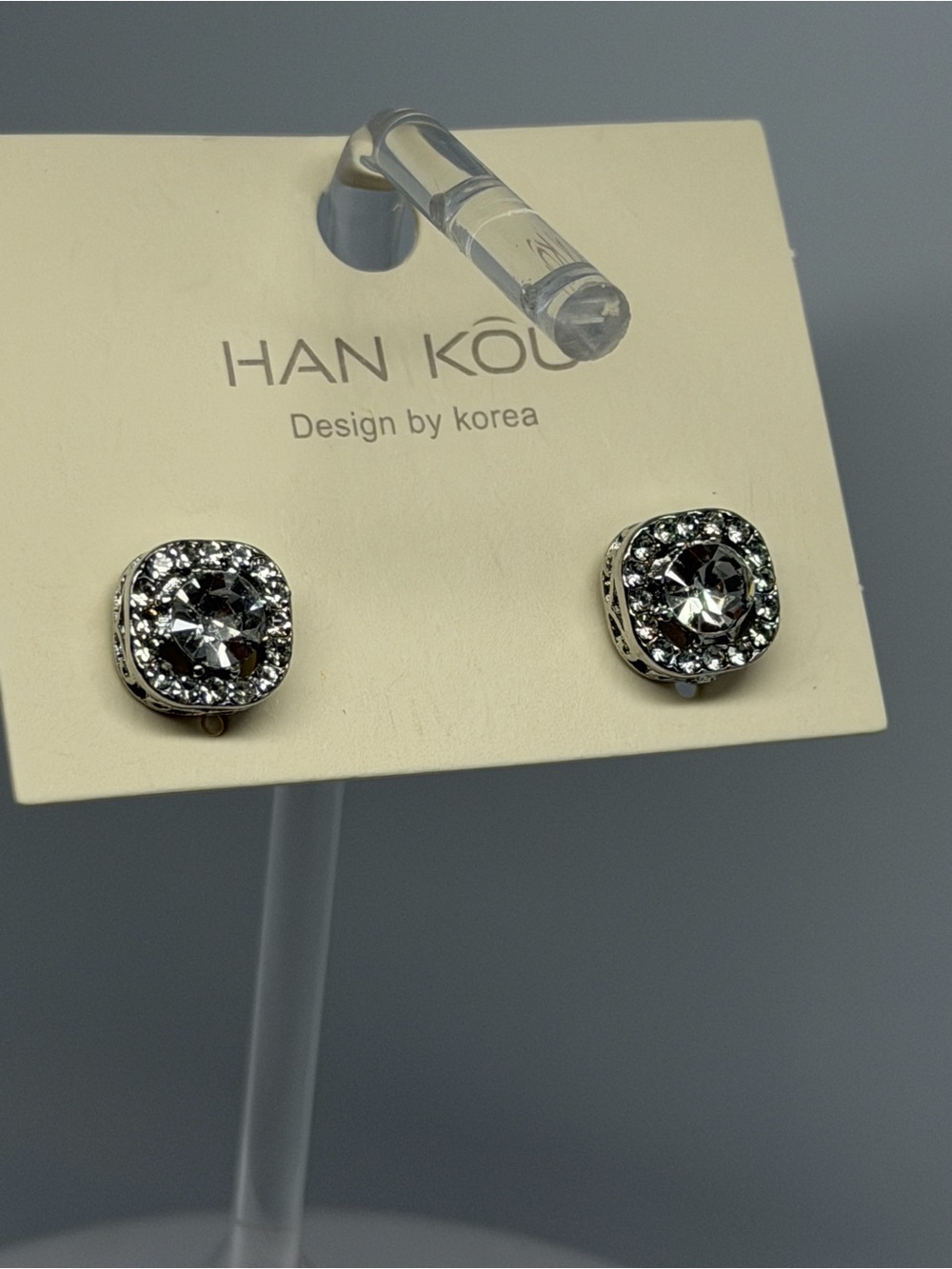 925 Sterling Silver needle Design Silver Crystal Stud Earrings